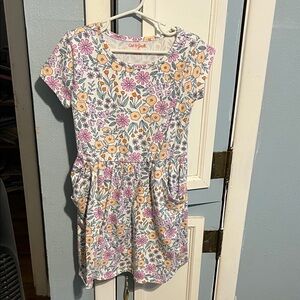 Cat & Jack White Floral Pocket Dress with Pink & Yellow Flowers